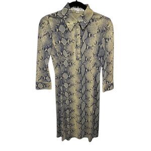 Diane von Furstenberg silk jersey snakeskin print polo shirtdress
